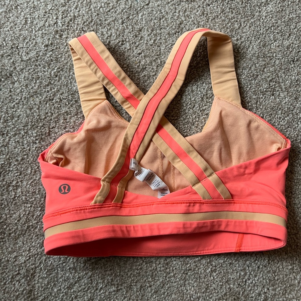 Orange striped lululemon sports bra. Size 4